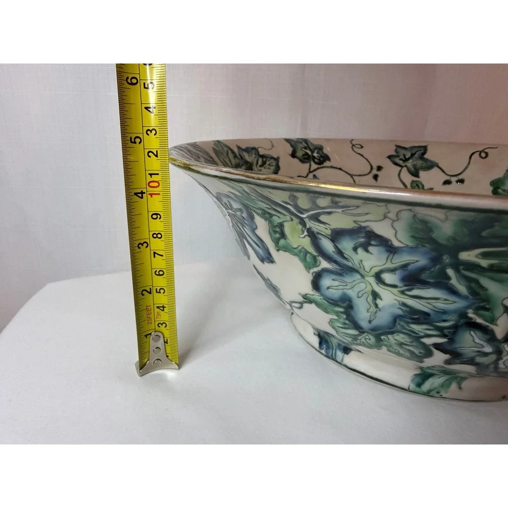Large Vintage Chinese Ivy Floral Bowl Oklahoma Importing‎ Co 12